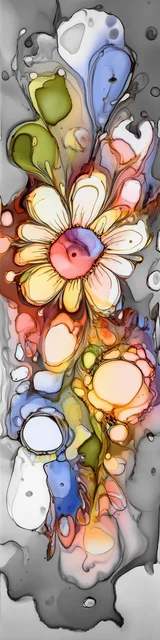 Free abstract flower art bookmark featuring a light abstract flower design